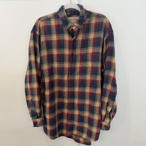 Vintage 90s Abercrombie The Big Shirt Heavy Flannel Blue Red Plaid Long Sleeve L